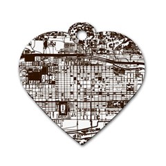 Antique Oriental Town Map  Dog Tag Heart (two Sides) by ConteMonfrey