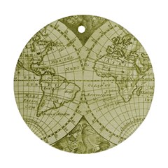 Vintage Mapa Mundi  Round Ornament (two Sides) by ConteMonfrey