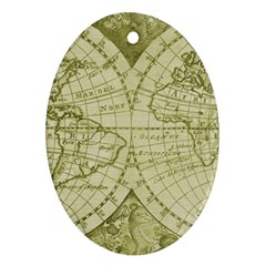 Vintage Mapa Mundi  Oval Ornament (two Sides) by ConteMonfrey