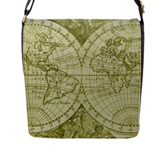 Vintage Mapa Mundi  Flap Closure Messenger Bag (l) by ConteMonfrey