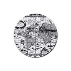 Antique Mapa Mundi Revisited Rubber Coaster (round) by ConteMonfrey