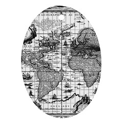 Antique Mapa Mundi Revisited Oval Ornament (two Sides) by ConteMonfrey