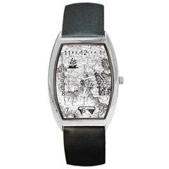 Antique Mercant Map  Barrel Style Metal Watch by ConteMonfrey