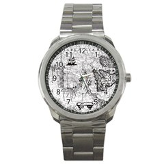 Antique Mercant Map  Sport Metal Watch by ConteMonfrey