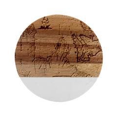 Antique Mercant Map  Marble Wood Coaster (round) by ConteMonfrey