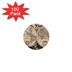 World Map - Nova Delineatio Totius Orbis Terrarum -  1659-1733 1  Mini Buttons (100 Pack)  by ConteMonfrey