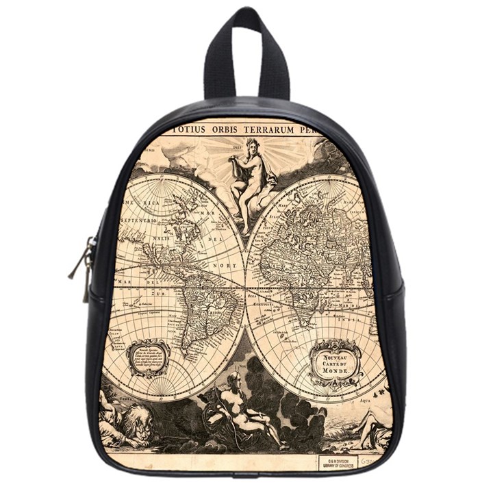 World Map - Nova delineatio totius orbis terrarum -  1659-1733 School Bag (Small)