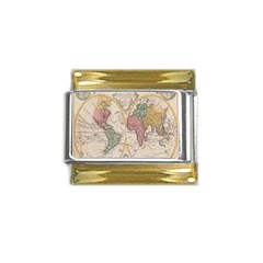 Mapa Mundi 1775 Gold Trim Italian Charm (9mm)