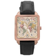 Mapa Mundi 1775 Rose Gold Leather Watch 