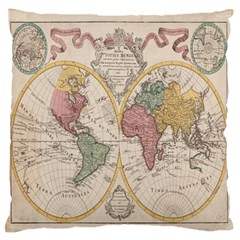 Mapa Mundi 1775 Large Premium Plush Fleece Cushion Case (Two Sides)