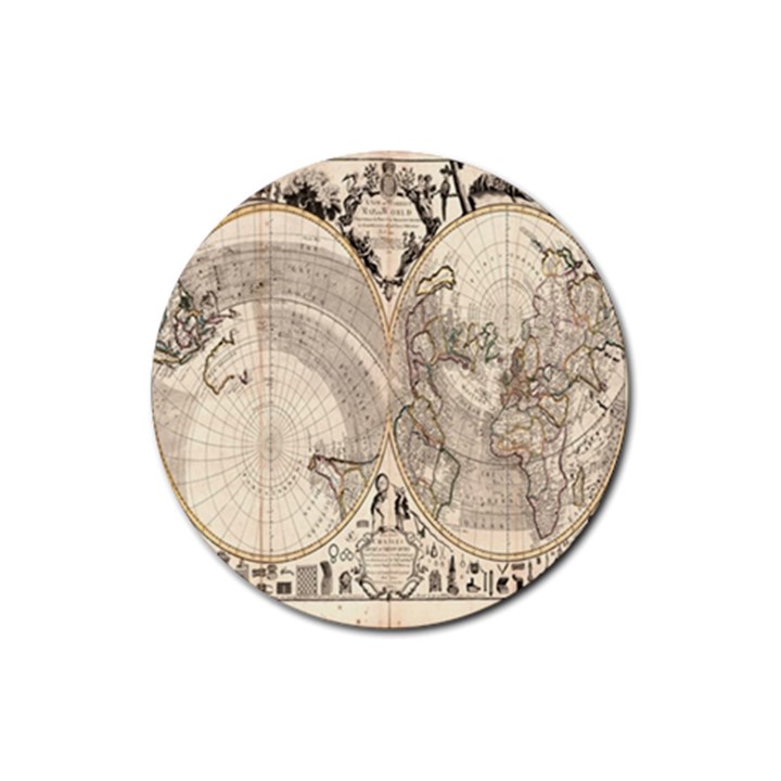 Mapa Mundi - 1774 Rubber Coaster (Round)