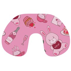 Valentine Pattern Travel Neck Pillow by designsbymallika