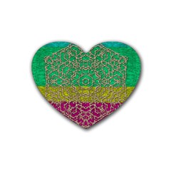 Rainbow Landscape With A Beautiful Silver Star So Decorative Rubber Coaster (heart) by pepitasart