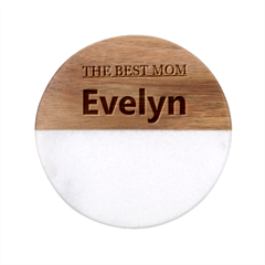 Personalized Name Gift Classic Marble Wood Coaster (round) 