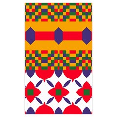 Red Flowers And Colorful Squares                                                          Window Curtain (large 96 )