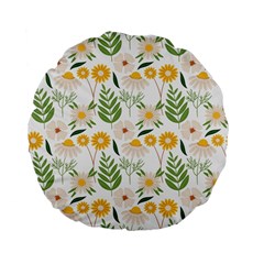 Flowers On A White Background Pattern                                                                   Standard 15  Premium Flano Round Cushion