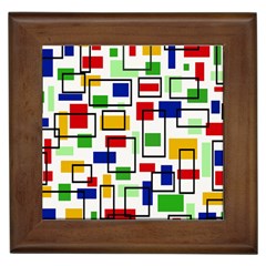 Colorful Rectangles                                                                      Framed Tile by LalyLauraFLM