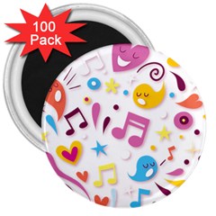 Love Cute Cartoon Seamless Shading 3  Magnets (100 Pack)