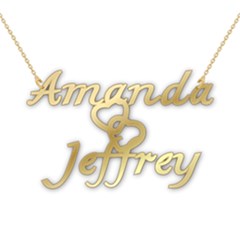 Personalized Couple Heart Name - 925 Sterling Silver Pendant Necklace