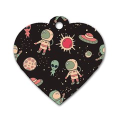 Space Pattern Cartoon Dog Tag Heart (two Sides) by Jancukart