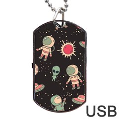 Space Pattern Cartoon Dog Tag Usb Flash (two Sides) by Jancukart