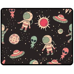 Space Pattern Cartoon Fleece Blanket (medium) by Jancukart