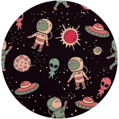 Space Pattern Cartoon Uv Print Round Tile Coaster by Jancukart