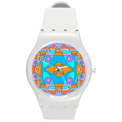 Bohemian Chintz Y Round Plastic Sport Watch (m) by Mazipoodles