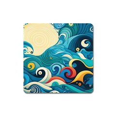 Waves Ocean Sea Abstract Whimsical (2) Square Magnet