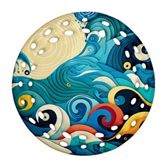 Waves Ocean Sea Abstract Whimsical (2) Ornament (round Filigree)