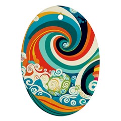 Wave Waves Ocean Sea Abstract Whimsical Ornament (oval)