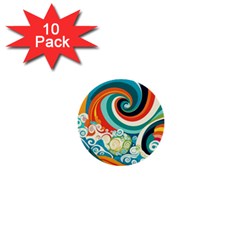 Wave Waves Ocean Sea Abstract Whimsical 1  Mini Buttons (10 Pack) 