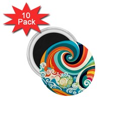 Wave Waves Ocean Sea Abstract Whimsical 1 75  Magnets (10 Pack)  by Jancukart