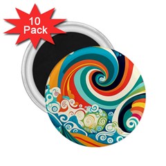 Wave Waves Ocean Sea Abstract Whimsical 2 25  Magnets (10 Pack) 