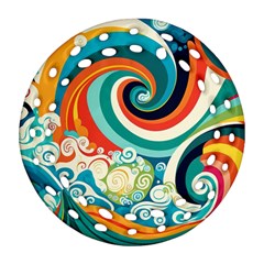 Wave Waves Ocean Sea Abstract Whimsical Ornament (round Filigree)