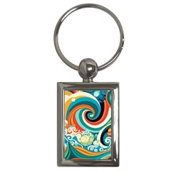 Wave Waves Ocean Sea Abstract Whimsical Key Chain (rectangle)