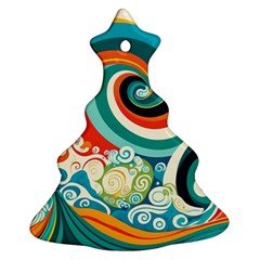 Wave Waves Ocean Sea Abstract Whimsical Christmas Tree Ornament (two Sides) by Jancukart