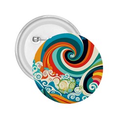 Wave Waves Ocean Sea Abstract Whimsical 2 25  Buttons