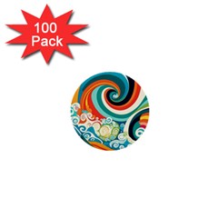 Wave Waves Ocean Sea Abstract Whimsical 1  Mini Buttons (100 Pack) 