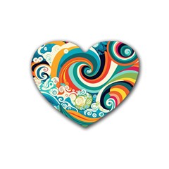 Wave Waves Ocean Sea Abstract Whimsical Rubber Coaster (heart)