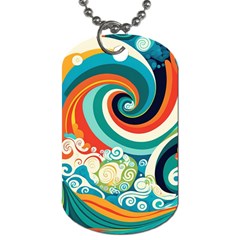Wave Waves Ocean Sea Abstract Whimsical Dog Tag (two Sides)