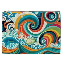 Wave Waves Ocean Sea Abstract Whimsical Cosmetic Bag (xxl) by Jancukart