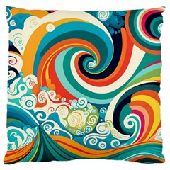 Wave Waves Ocean Sea Abstract Whimsical Large Premium Plush Fleece Cushion Case (one Side) by Jancukart