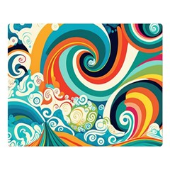 Wave Waves Ocean Sea Abstract Whimsical One Side Premium Plush Fleece Blanket (large)