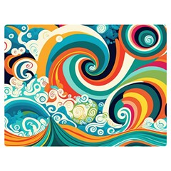 Wave Waves Ocean Sea Abstract Whimsical One Side Premium Plush Fleece Blanket (extra Small) by Jancukart