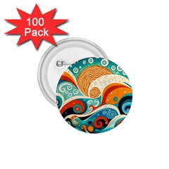 Waves Ocean Sea Abstract Whimsical (3) 1 75  Buttons (100 Pack) 