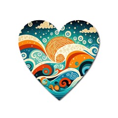 Waves Ocean Sea Abstract Whimsical (3) Heart Magnet