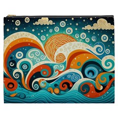 Waves Ocean Sea Abstract Whimsical (3) Cosmetic Bag (xxxl) by Jancukart
