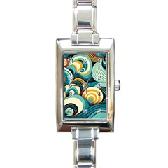 Waves Ocean Sea Abstract Whimsical (1) Rectangle Italian Charm Watch