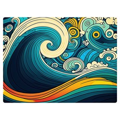 Waves Wave Ocean Sea Abstract Whimsical One Side Premium Plush Fleece Blanket (extra Small) by Jancukart